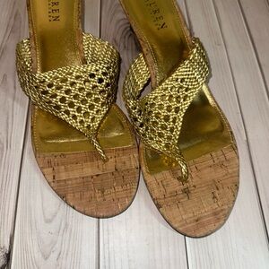 Ralph Lauren Gold Sandals with Braided Straps
